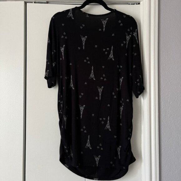 a:glow Maternity Top Eiffel Tower Print Ruched Sides Black XL - Picture 2 of 4